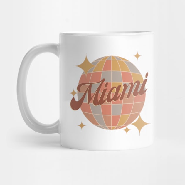 Miami Florida Retro Vintage disco ball brown by Bailamor